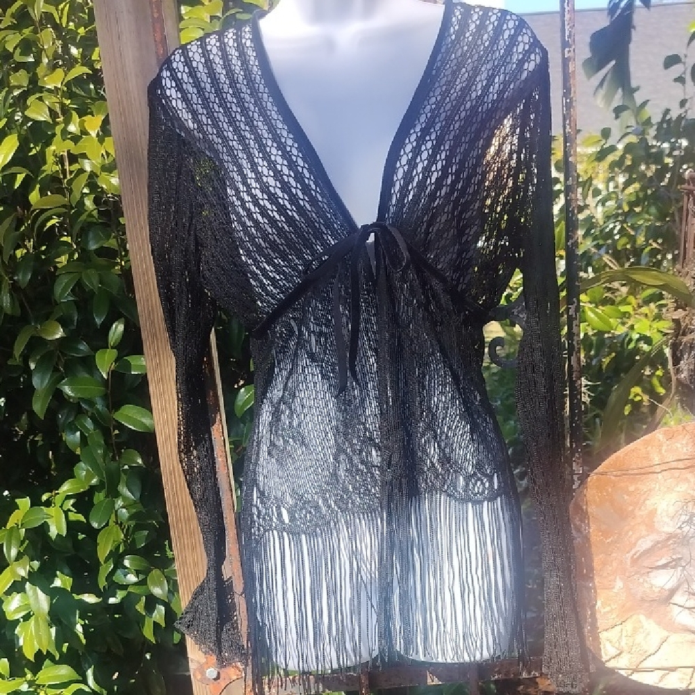 Guess Collection Sexy Sheer Fringed Top L